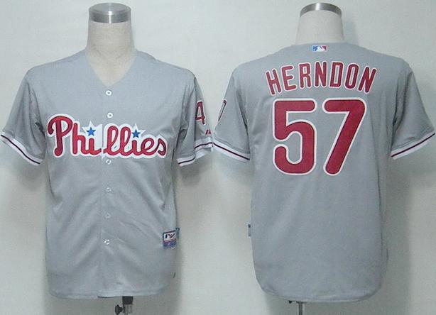 Cheap Philadephia Phillies 57 Herndon Grey Cool Base MLB Jersey For Sale
