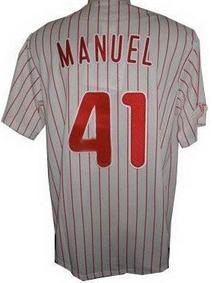 Philadelphia Phillies 41 CHARLEY MANUEL White Pinstripe Jerseys