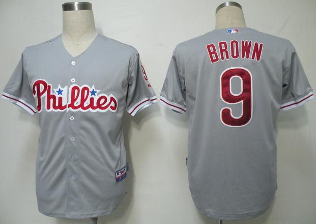Philadephia Phillies 9 Brown Grey Cool Base MLB Jersey