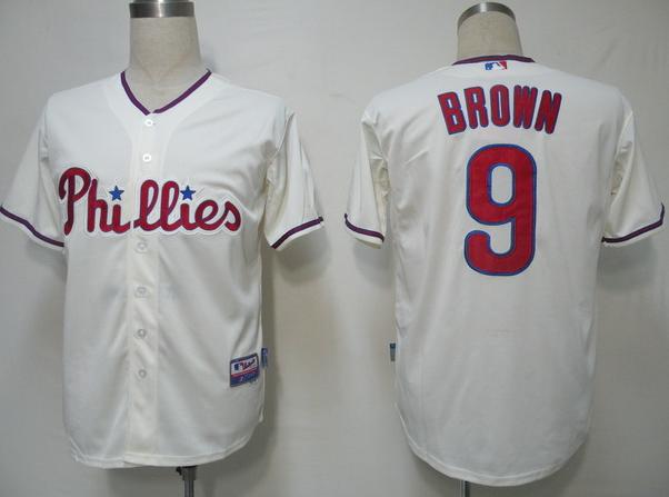 Cheap Philadephia Phillies 9 Brown Cream Cool Base MLB Jersey For Sale
