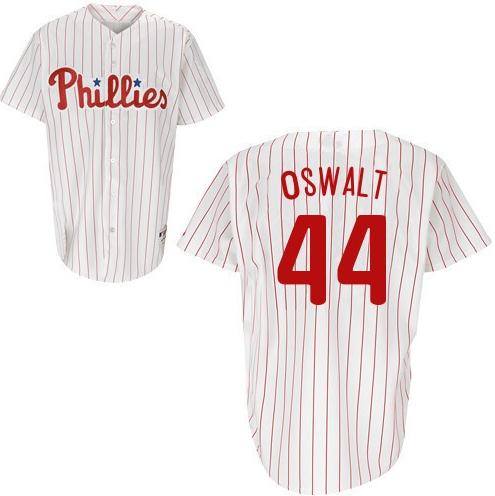 Philadelphia phillies 44 roy oswalt white with red pinstripe jersey