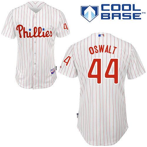 Philadelphia phillies 44 roy oswalt white red pindtripe Cool Base jersey