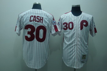 Philadelphia Phillies 30 Cash White (Red Stripe) 1976 Throwback Jersey zipper Philadelphia Phillies 30 Cash White (Red Stripe) 1976 Throwback Jersey zipper