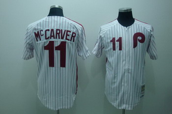 Cheap Philadelphia Phillies 11 McCarver White Red pinstripe M&N Jersey For Sale