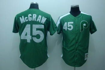 Philadelphia Phillies 45 Mcgraw green Mitchell and ness Jersey Philadelphia Phillies 45 Mcgraw green Mitchell and ness Jersey