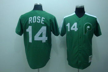 Cheap Philadelphia Phillies 14 Pete rose green Jerseys Mitchell and ness For Sale