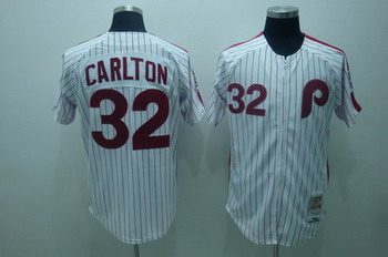 Philadelphia Phillies 32 carlton white red strip throwback Jersey