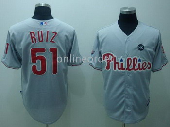 Cheap Philadelphia Phillies 51 Ruiz Grey 2009 World Series Patch HK Patch For Sale