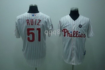 Philadelphia Phillies 51 Ruiz 2009 world series HK PATCH WHITE RED STRIP JERSEY