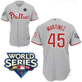 Cheap Philadelphia Phillies 45 Pedro Martinez grey jerseys For Sale