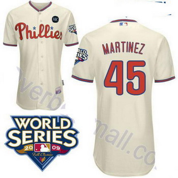 Cheap Philadelphia Phillies 45 Pedro Martinez cream jerseys For Sale