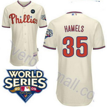 Cheap Philadelphia Phillies 35 Colbert Hamels cream jerseys For Sale