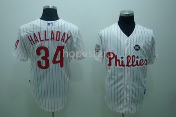 Philadelphia Phillies 34 Roy Halladay white baseball Jersey HK patch Philadelphia Phillies 34 Roy Halladay white baseball Jersey HK patch