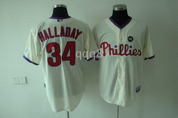 Philadelphia Phillies 34 Roy Halladay HK PATCH cream JERSEY Philadelphia Phillies 34 Roy Halladay HK PATCH cream JERSEY
