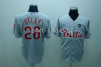 Philadelphia Phillies 26 Chase Utley 2009 world series HK PATCH grey JERSEY