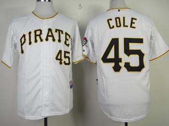 Cheap Pittsburgh Pirates 45 Gerrit Cole White Cool Base MLB Jerseys For Sale