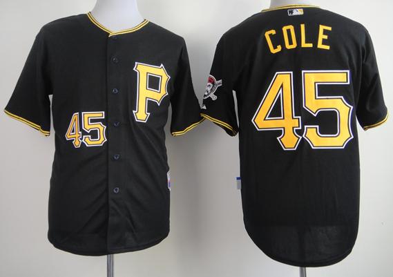 Pittsburgh Pirates 45 Gerrit Cole Black Cool Base MLB Jerseys Pittsburgh Pirates 45 Gerrit Cole Black Cool Base MLB Jerseys