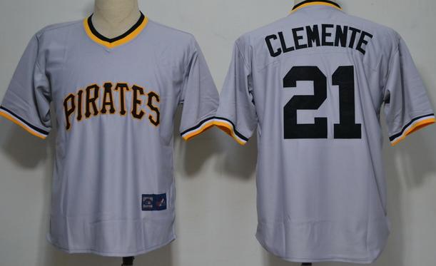 Cheap Pittsburgh Pirates 21 Clemente Grey M&N MLB Jerseys For Sale