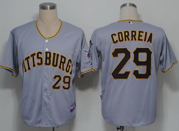 Cheap Pittsburgh Pirates 29 Correia Grey Cool Base MLB Jerseys For Sale