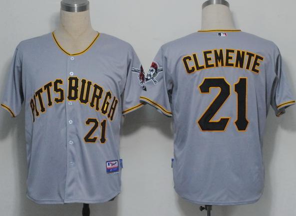 Cheap Pittsburgh Pirates 21 Clemente Grey MLB Jerseys For Sale