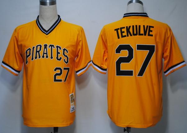 Pittsburgh Pirates 27 Tekulve Yellow M&N MLB Jersey Pittsburgh Pirates 27 Tekulve Yellow M&N MLB Jersey