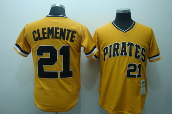 Cheap Pittsburgh Pirates Roberto Clemente 21 Yellow Mitchell and Ness For Sale