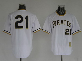 Cheap Pittsburgh Pirates 21 Clemente MitchellandNess white jerseys For Sale