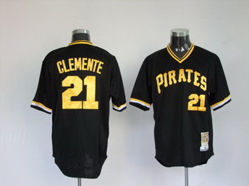 Cheap Pittsburgh Pirates 21 Clemente MitchellandNess black jerseys For Sale