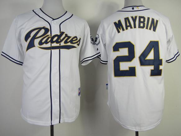San Diego Padres 24 Cameron Maybin White Baseball MLB Jersey