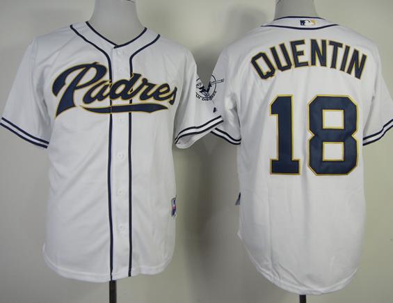San Diego Padres 18 Carlos Quentin White Baseball MLB Jersey