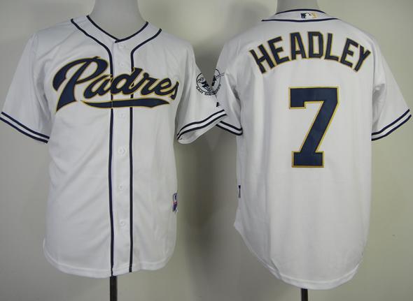 Cheap San Diego Padres 7 Chase Headley White Baseball MLB Jersey For Sale