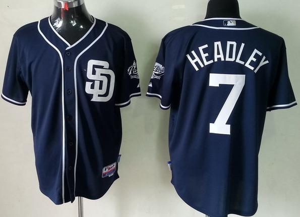 Cheap San Diego Padres 7 Chase Headley Blue Cool Base MLB Jersey For Sale