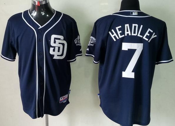San Diego Padres 7 Chase Headley Blue Cool Base MLB Jersey