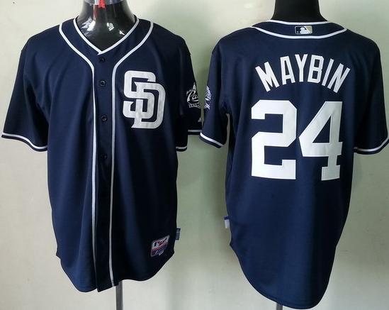 Cheap San Diego Padres 24 Cameron Maybin Dark Blue Cool Base MLB Jerseys For Sale