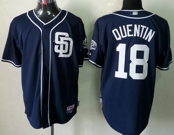 Cheap San Diego Padres 18 Carlos Quentin Dark Blue Cool Base MLB Jerseys For Sale