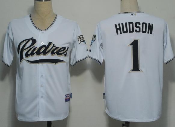 San Diego Padres 1 Hudson White Cool Base MLB Jerseys