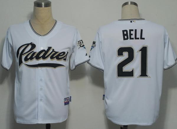 San Diego Padres 21 Bell White Cool Base MLB Jerseys