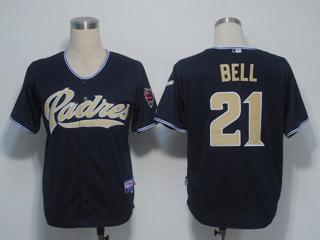 San Diego Padres 21 Bell Dark Blue Cool Base MLB Jerseys