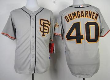 San Francisco Giants 40 Madison Bumgarner Grey Cool Base MLB Jerseys SF Style