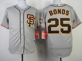 San Francisco Giants 25 Barry Bonds Grey Cool Base MLB Jerseys SF Style
