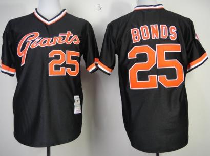 San Francisco Giants 25 Barry Bonds Black Mitchell & Ness Throwback MLB Jerseys
