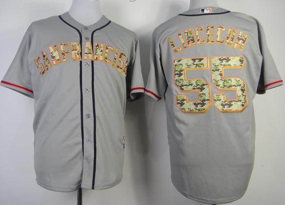 Cheap San Francisco Giants 55 Tim Lincecum Grey 2013 USMC Cool Base Camo Number MLB Jersey For Sale