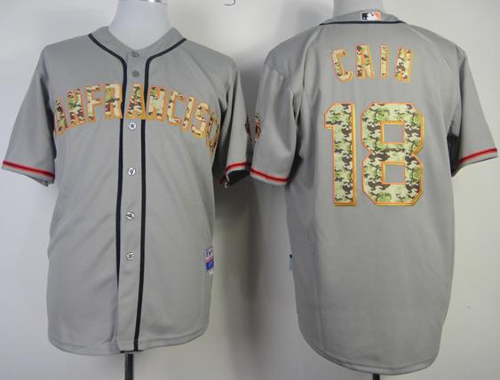 Cheap San Francisco Giants 18 Matt Cain Grey 2013 USMC Cool Base Camo Number MLB Jersey For Sale
