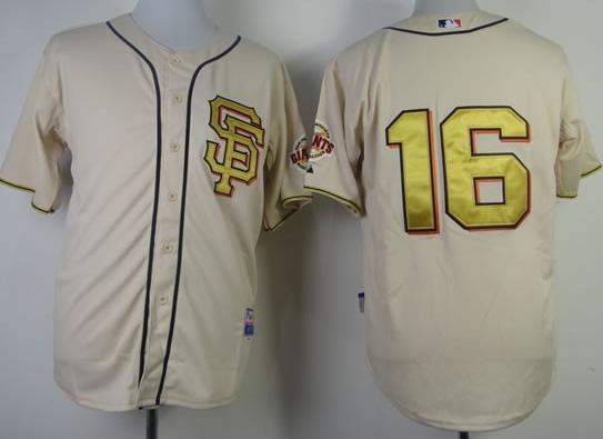 Cheap San Francisco Giants 16 Angel Pagan Cream Gold Number Cool Base MLB Jerseys For Sale