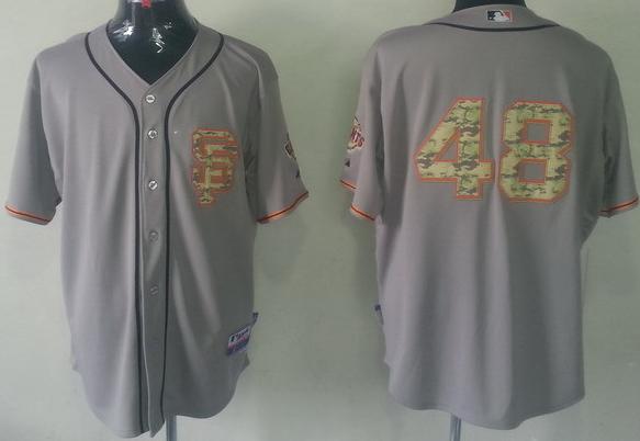 San Francisco Giants 48 Pablo Sandoval Grey Cool Base MLB Jersey Camo Number SF Style