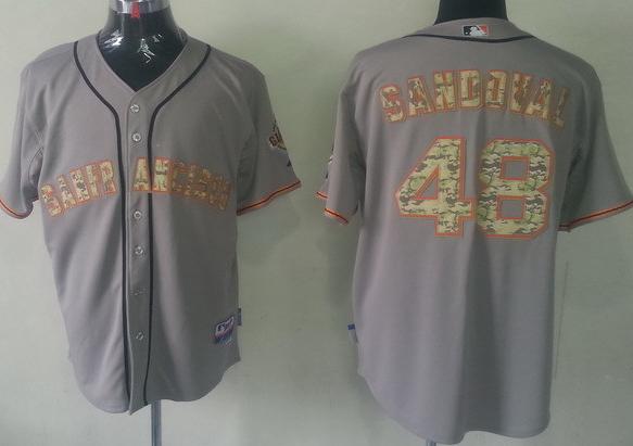 Cheap San Francisco Giants 48 Pablo Sandoval Grey Cool Base MLB Jersey Camo Number For Sale