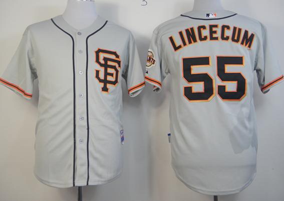 San Francisco Giants 55 Tim Lincecum Grey Cool Base MLB Jersey SF Style