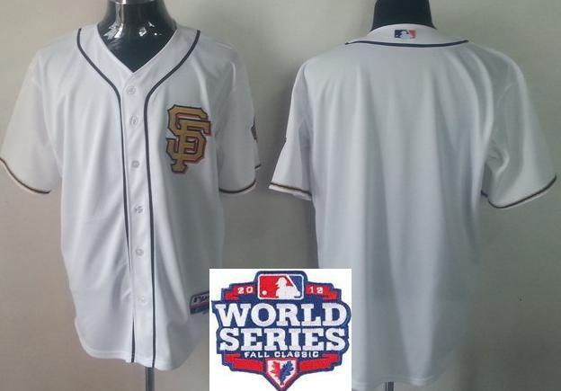 Cheap San Francisco Giants Blank Cream Gold Number 2012 World Series Patch MLB Baseball Jersey For Sale
