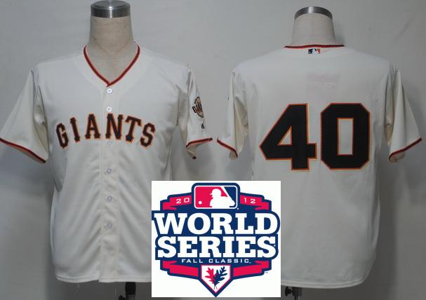 Cheap San Francisco Giants 40 Madison Bumgarner Cream Cool Base MLB Jersey W 2012 World Series Patch For Sale