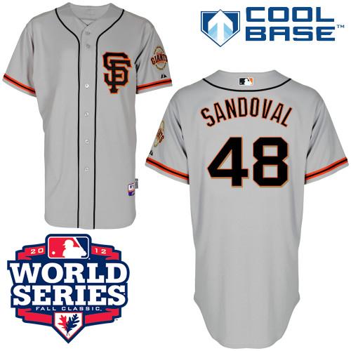 Cheap San Francisco Giants 48 Pablo Sandoval Grey Cool Base MLB Jersey W 2012 World Series Patch SF Style For Sale